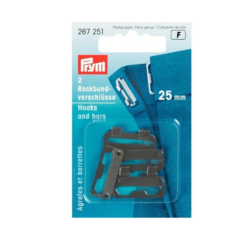 GANCI PER GONNE IN ACCIAIO NERI 25 MM PRYM