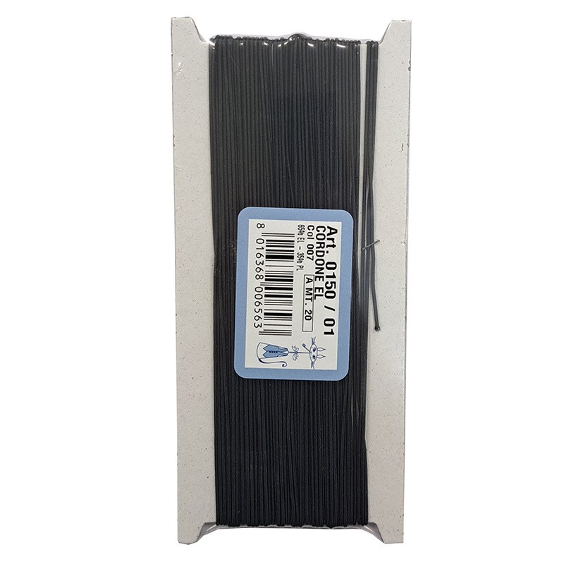 CORDONE ELASTICO 1,2 MM 20 METRI COLORE NERO