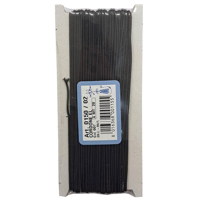 CORDONE ELASTICO 1,8 MM 20 METRI COLORE NERO