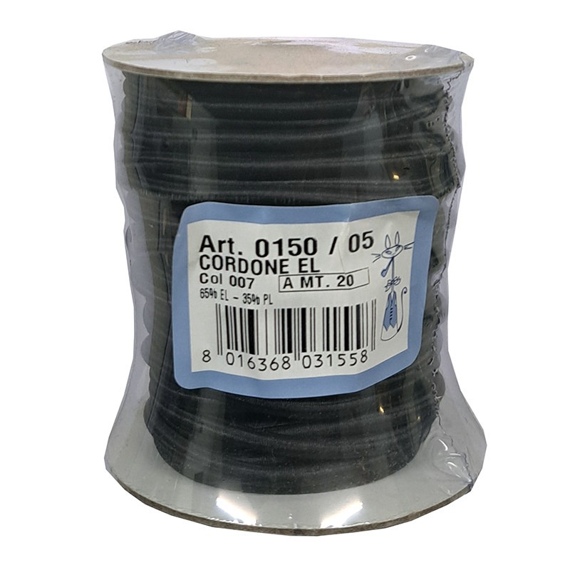 CORDONE ELASTICO 4 MM 20 METRI COLORE NERO