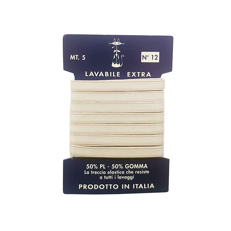 TRECCIA ELASTICA EXTRA LAVABILE 8 MM 5 METRI COLORE BCO