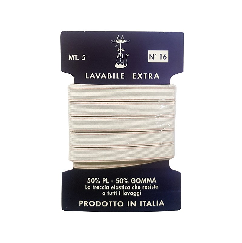 TRECCIA ELASTICA EXTRA LAVABILE 10 MM 5 METRI COLORE BCO