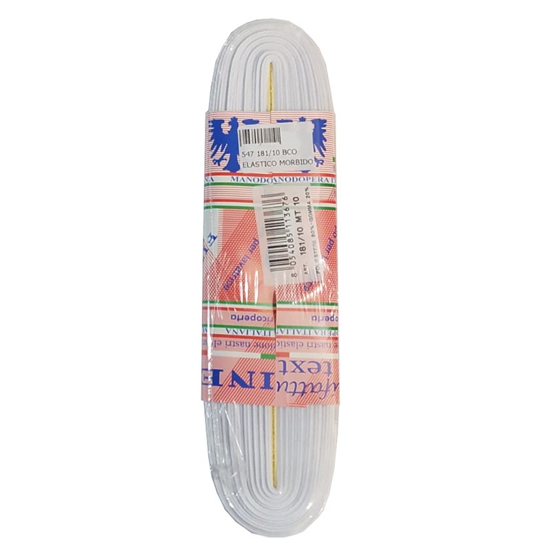 ELASTICO MORBIDO PER SLIP 10 MM 10 METRI COLORE BIANCO