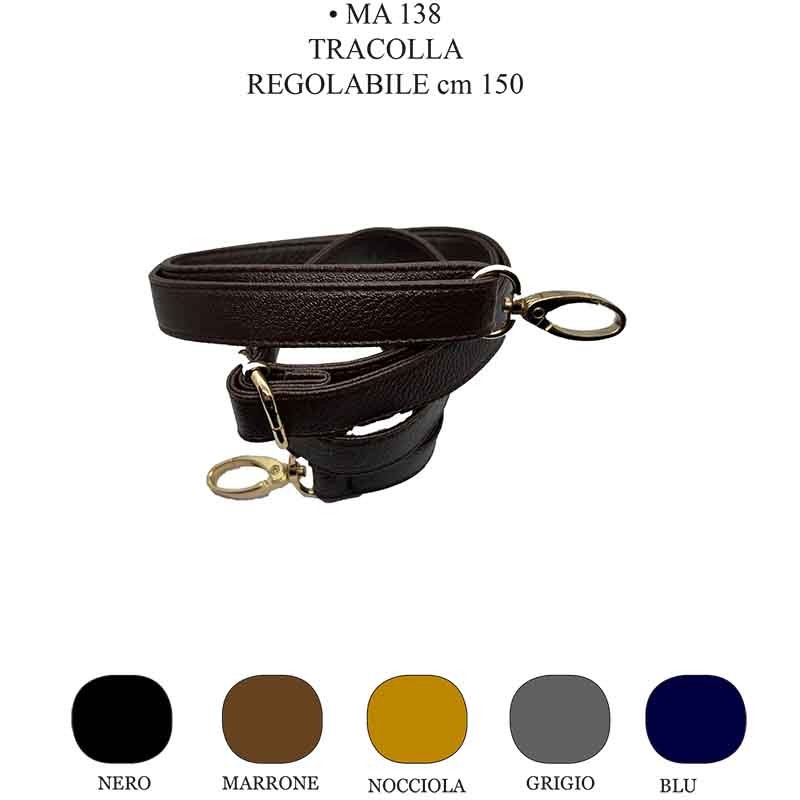 TRACOLLA BORSA SPALLA REGOLABILE CON GANCI 150 CM NERO