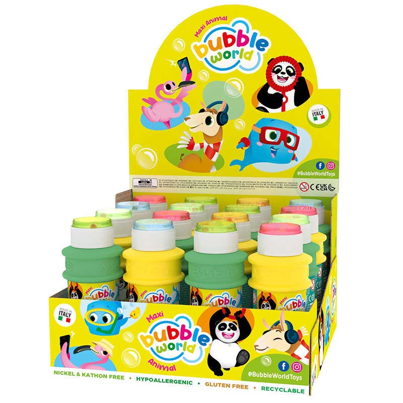 MAXI BOLLE GIOCO ANIMALS 175ML ESPOSITORE 16 PZ