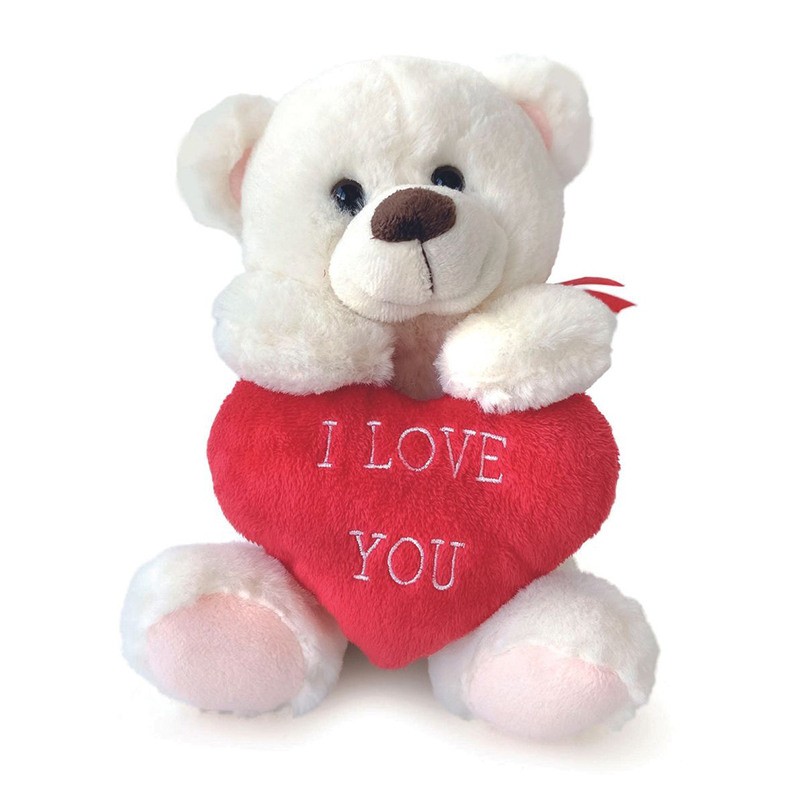 ORSO SEDUTO PANNA 25CM CON CUORE I LOVE YOU