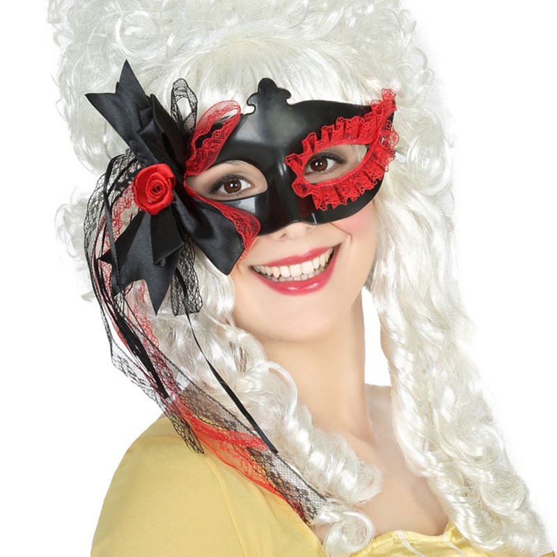 MASCHERA NERA IN PVC CON FIORE