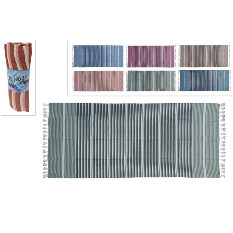 TELO MARE COTONE 85X170CM COL ASS RIGHE DESIGN 200 GR