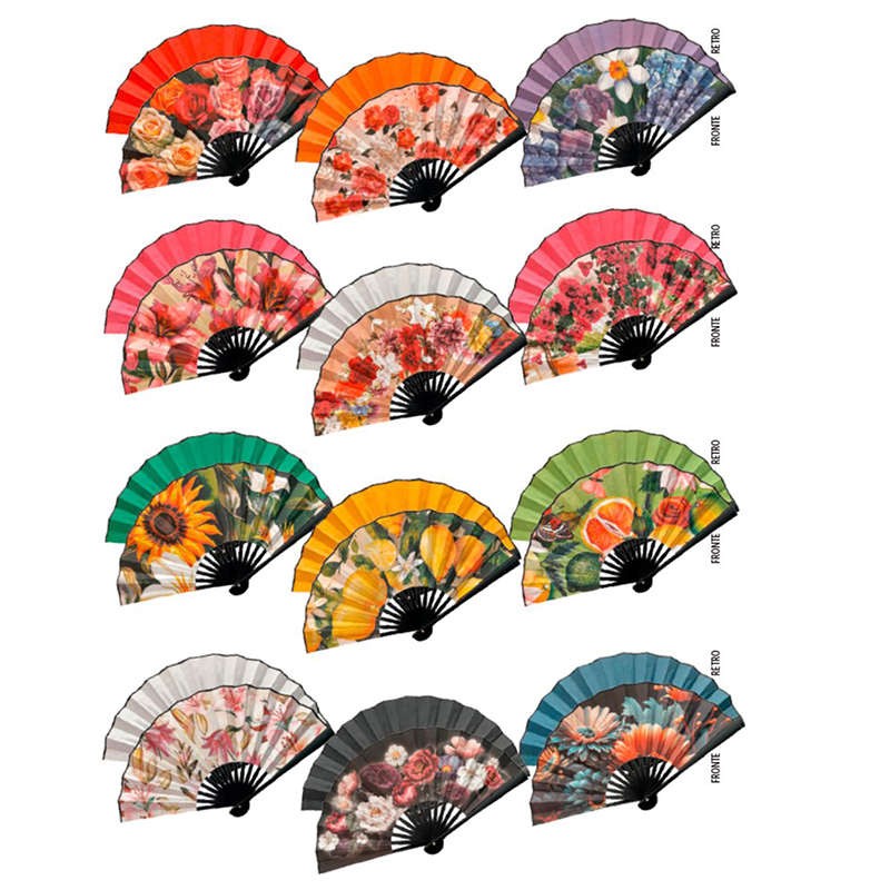 VENTAGLIO PLASTICA DIGITALE CM 48 BIFACCIALE FIORI-TINTAUNITA