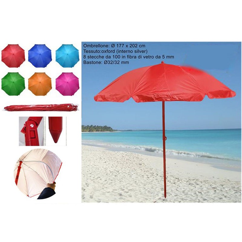 OMBRELLONE 200 OXFORD SILVER FIBERGLASS TINTAUNITA 32/32