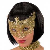 MASCHERA IN PLASTICA CON GLITTER ORO