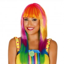 PARRUCCA LUNGA MULTICOLORE LISCIA CON FRANGIA