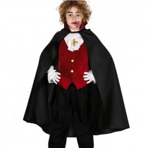 MANTELLO VAMPIRO NERO CON COLLETTO ROSSO 90 CM