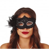 MASCHERA NERA CON FIORE