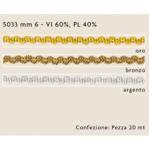 PASSAMANERIA GALLONE 6 MM 20 METRI COLORE ARGENTO