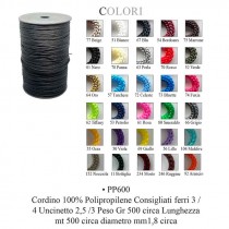 CORDINO 100% POLIPROPILENE F 3/4 U 2.5/3 500 GR 500 MT D 1.8 MM COL 52 VERDE