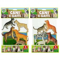 CANI E GATTI ASSORTITI RIGIDI 5 PEZZI