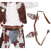 DUE CARTUCCIERE CON PISTOLA COWBOY 20 CM