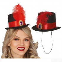 CILINDRO CAPPELLINO CON PIUMA ROSSA