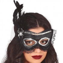 MASCHERA NERA CON PIUMA