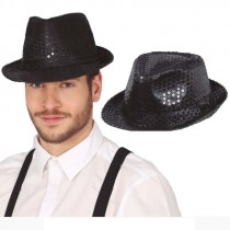 CAPPELLO GANGSTER PAILLETTES NERO
