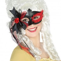 MASCHERA NERA IN PVC CON FIORE