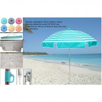 OMBRELLONE 200 ALLUMINIO POLY SILVER AIRVENT FIBERGLASS RIGHE 32/32