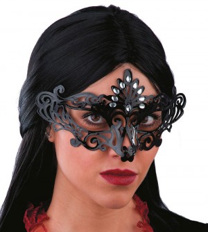 MASCHERA NERA IN PLASTICA CON GEMME