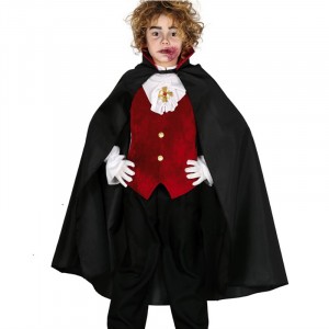 MANTELLO VAMPIRO NERO CON COLLETTO ROSSO 90 CM