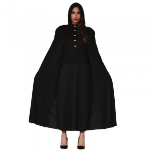 MANTELLO NERO CON CAPPUCCIO CM 135