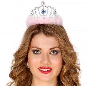 DIADEMA ARGENTO CON PIUME ROSA