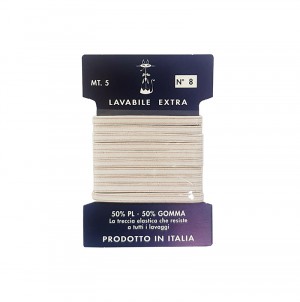 TRECCIA ELASTICA EXTRA LAVABILE 5 MM 5 METRI COLORE BCO