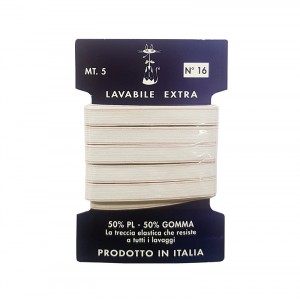 TRECCIA ELASTICA EXTRA LAVABILE 10 MM 5 METRI COLORE BCO