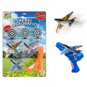 PISTOLA LANCIA AEROPLANI 3PZ C/BERSAGLI 2 COLORI