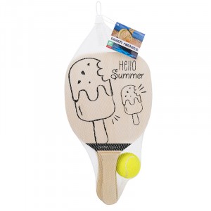 RACCHETTE DA SPIAGGIA LEGNO CON PALLINA TENNIS