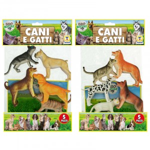 CANI E GATTI ASSORTITI RIGIDI 5 PEZZI