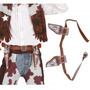 DUE CARTUCCIERE CON PISTOLA COWBOY 20 CM