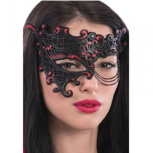 MASCHERA MEZZO VISO NERA/ROSSA PLASTICA