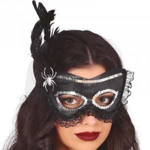 MASCHERA NERA CON PIUMA