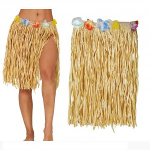 GONNA HAWAIANA IN PAGLIA CON FIORI 40 CM