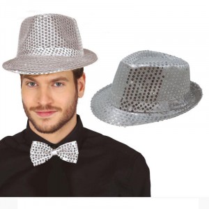 CAPPELLO GANGSTER PAILLETTES ARGENTO