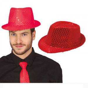 CAPPELLO GANGSTER PAILLETTES ROSSO