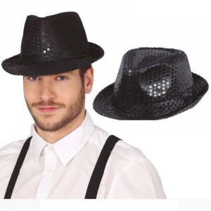 CAPPELLO GANGSTER PAILLETTES NERO