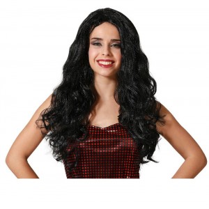 PARRUCCA LUNGA FANTASIA ONDULATA NERA 220 GR