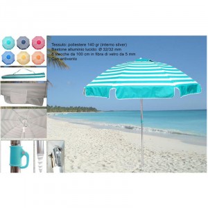 OMBRELLONE 200 ALLUMINIO POLY SILVER AIRVENT FIBERGLASS RIGHE 32/32