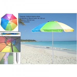 OMBRELLONE 200 OXFORD SILVER AIRVENT FIBERGLASS ARCOBALENO 32/32