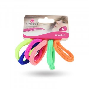 ELASTICO ANGIE FLUO 6 PZ COL VARI CON CAVALLOTTO