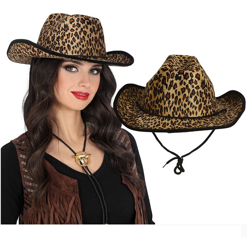 CAPPELLO COWBOY LEOPARDATO IN FELTRO