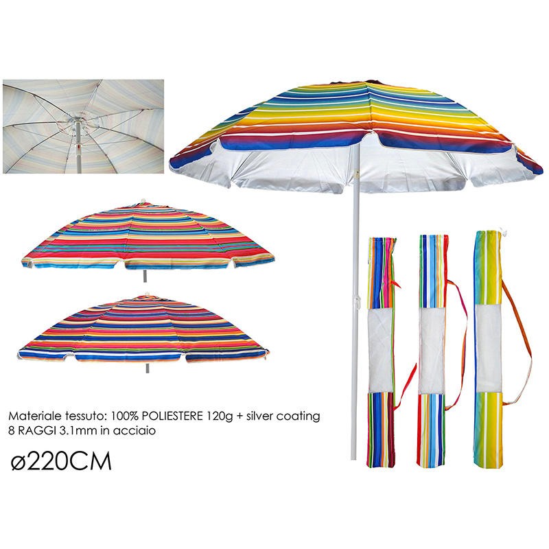 OMBRELLONE 220CM C/SNODO 3ASS