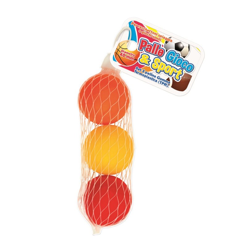 3 PALLE TPR DIAM. 3,5 CM RACCHETTONE IN RETE